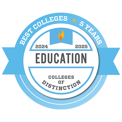 Best Colleges. Five Years. Education Colleges of Distinction 2024 to 2025.