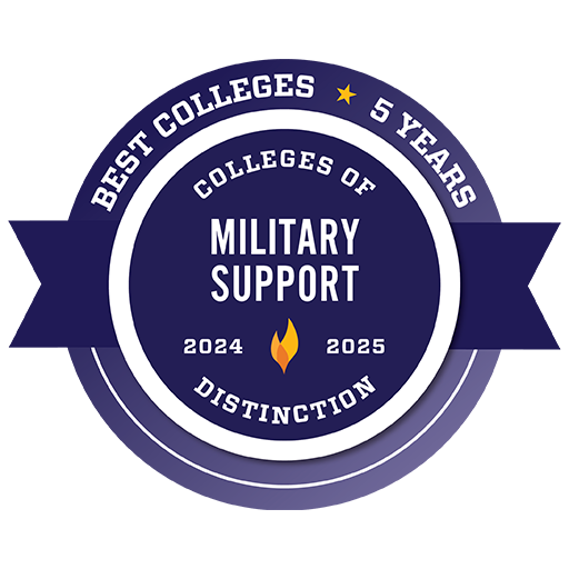 Best Colleges. Five Years. Military Support Colleges of Distinction 2024 to 2025.